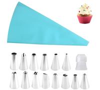 NHQZ 16 pcs Beccucci Sac a Poche Professionali Beccuccio per Zeppole Grande Inox Bocchette Decorative per Pasticceria Beccuccio Sacca a Poche Stella Punte per Piping per Decorare Cupcakes,Torte