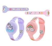 NHQZ 2 Pezzi Bambini Impermeabile per Bracciale Airtag,Braccialetto GPS Bambini,Simpatico Cartone Animato Regolabile Nascosto per Supporto Apple Air Tag,Cinturino in Silicone