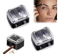 NHQZ 2 Pezzi Temperino matita occhi, Temperamatite di Bellezza, Temperamatite con serbatoio, Temperamatite trucco, Temperino matita labbra, Nero