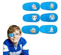 NHQZ 6 Pezzi Bende Oculari per Bambini,Benda Occhio per Occhiali,Cartoni Patch Occhi,Riutilizzabili Benda Sull'Occhio in Non Tessuto - Blu,Occhio Destro