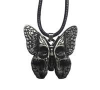 NHQZ Collana con ciondolo a Forma di Teschio,in Lega,Gotico,Punk,Halloween,Testa di Morte,Falena,Teschio,Collana per Uomini,Donne e Ragazzi