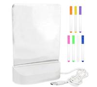 NHQZ Lavagnetta Luminosa per Disegnare,Lavagnetta in Acrilico con luci LED,Lavagna Magica per Bambini Cancellabile,Tavoletta Luminosa con 7 Penne Neon,Regalo Creativo,13.5 x 11 CM