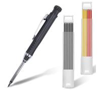 NHQZ Matita Professionale per Falegname,Matite Meccaniche da Carpentiere con 12 Ricariche,con Temperamatite Incorporato,Ideale per Falegnami e Muratori