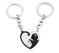 NHQZ NHQ Portachiavi Coppia Cuore,Portachiavi a Forma di Gattino,Portachiavi Casa,Portachiavi Casa Nuova,Portachiavi Personalizzato,Regali di Coppia,Regalo Amica Compleanno,Gadget Compleanno Bambina