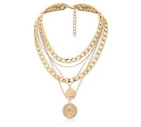 NHQZ Punk Chunky Collana Catena Esagerata Strati Cubano Collana Collana clavicola in oro a 5 strati Regolabile 34/36/40/42/48 CM per Donne Ragazza