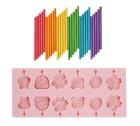 NHQZ Stampo e Tappo per Gelato in Silicone 12 Celle Pop Ice Lolly Stampo Maker da Dessert congelato Popsicle in Silicone per Torte riutilizzabili con 50 Bastoncini in Legno