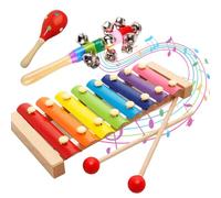 NHQZ Xilofono Legno, Glockenspiel Colorato, 8 Note, Xilofono Bambini in Legno, Strumenti Musicali Bambini con Sonagli, Maracas, Giocattoli Educativi, Regali Bambini 1+ Anni