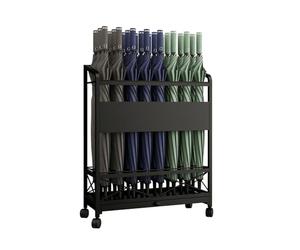 NHralpajj Portaombrelli in Ferro con Ruote e Porta Bastone | Dimensioni multiple multicolori for il negozio dell'ingresso, dell'ufficio, della casa, dell'hotel(Black,60x23.5x70cm)