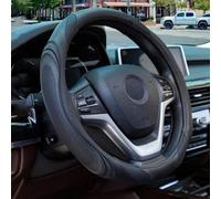 NHRGOKQC Coprivolante per Auto per Jeep Compass 2021-2023,Coprivolante in Pelle e Fibra di Carbonio,Black