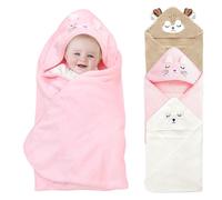 NHTJTHE asciugamani per bambini, con cappuccio, morbido e super assorbente, asciugamano da bagno per bambini, a forma di animale carino, orsetto bianco, gatto rosa (3, Gatto rosa e cervo marrone)