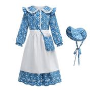 Nhujevkom Abito Prairie Bambina | Abito Prateria Coloniale per Bambina Halloween,Cosplay per Gioco di Ruolo Eventi Quotidiani Primavera Foto Compleanno Natale