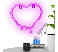 Nhujevkom Insegna Neon Cuore da Parete - Lampada Al Neon Con Batteria O Alimentazione USB Per San,Lampada da Parete Decorativa per Soggiorno Camera dei Bambini Ufficio | Bar Caffetteria Cena Ambiente