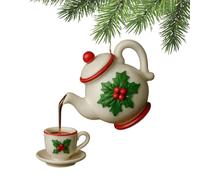 Nhujevkom Ornamenti natalizi per albero - Teiera vintage in acrilico 2D, decorazione natalizia - decorazione per la casa ciondolo per camino, auto, ufficio, cortile, appartamento, camera da letto