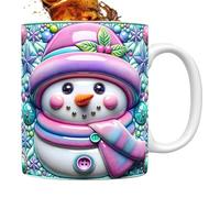 Nhujevkom Tazza Natale | Tazze in Ceramica per le Feste | Design 3D Pupazzo Neve 350ml con Manico Idee Regalo Cucina Feste