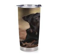 NHYDSPQ Bicchiere da caffè in plastica, carino Labrador Dog Print Car Cups, tazza riutilizzabile per auto, tazze d'acqua con coperchio, tazza da caffè da viaggio a prova di fuoriuscite