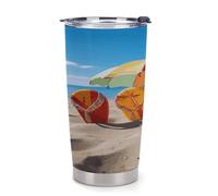 NHYDSPQ Bicchiere da caffè in plastica, colorato Flip Flops Beach Ball Print Car Cups, tazza riutilizzabile per auto, tazze d'acqua con coperchio, tazza da caffè da viaggio a prova di fuoriuscite