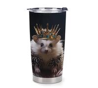 NHYDSPQ Bicchiere da caffè in plastica, corona con stampa riccio, tazza per auto riutilizzabile, tazze d'acqua con coperchio, tazza da caffè da viaggio a prova di fuoriuscite