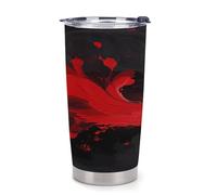 NHYDSPQ Bicchiere da caffè in plastica, rosso nero bianco stampa astratta tazze per auto, tazza riutilizzabile per auto, tazze d'acqua con coperchio, tazza da caffè da viaggio a prova di fuoriuscite