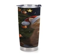 NHYDSPQ Bicchiere da caffè in plastica, simpatico gatto che canta canti natalizi stampati tazze per auto, tazza riutilizzabile per auto, tazze d'acqua con coperchio, tazza da caffè da viaggio a prova