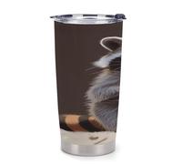 NHYDSPQ Bicchiere da caffè in plastica,Simpatico Raccoon Print Car Cups,Tazza auto riutilizzabile,Tazze d'acqua con coperchio,Tazza da caffè da viaggio Spill Proof