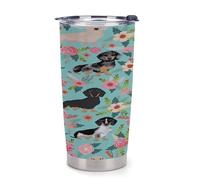 NHYDSPQ Bicchiere da caffè in plastica, tazze per auto con stampa bassotto, tazza per auto riutilizzabile, tazze d'acqua con coperchio, tazza da caffè da viaggio a prova di fuoriuscite