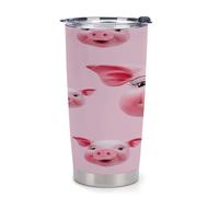 NHYDSPQ Bicchiere da caffè in plastica, tazze per auto con stampa di faccia di maiale divertente, tazza per auto riutilizzabile, tazze d'acqua con coperchio, tazza da caffè da viaggio a prova di