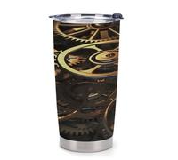 NHYDSPQ Bicchiere da caffè in plastica, tazze per auto con stampa di ingranaggi Steampunk, tazza per auto riutilizzabile, tazze d'acqua con coperchio, tazza da caffè da viaggio a prova di fuoriuscite
