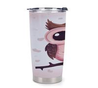 NHYDSPQ Bicchiere da caffè in plastica, tazze per auto con stampa gufo carino, tazza per auto riutilizzabile, tazze d'acqua con coperchio, tazza da caffè da viaggio a prova di fuoriuscite