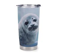 NHYDSPQ Bicchiere da caffè in plastica, tazze per auto con stampa sigillo di arpa, tazza per auto riutilizzabile, tazze d'acqua con coperchio, tazza da caffè da viaggio a prova di fuoriuscite