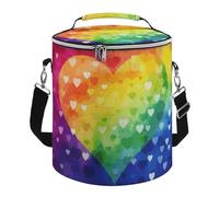 NHYDSPQ Camping Cooler Bag, Colorful Rainbow Love Heart Print Portable Ice Pack Outdoor Cooler Bag Picnic Cooler Bag Pieghevole Cooler Bag, stile