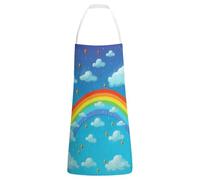 NHYDSPQ Grembiule per adulti, con stampa arcobaleno e nuvole con gocce di pioggia, grembiule da cucina, grembiule da lavoro, grembiule da giardino, grembiule per la pulizia, grembiule regolabile per