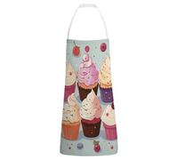 NHYDSPQ Grembiule per adulti, con stampa di deliziosi cupcake, grembiule da cucina, grembiule da lavoro, grembiule da giardino per la pulizia, grembiule regolabile per donne/uomini