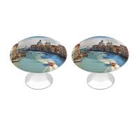 NHYDSPQ Maniglia del cassetto, Grande Canal in Italia Stampa Manopole Decorative,Manopole Per Cassetti,Pomelli Per Armadietti con Viti
