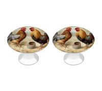 NHYDSPQ Maniglia del cassetto, manopole decorative della stampa di pollo e gallo, manopole del comò, manopole del cassetto, manopole del gabinetto con viti