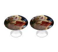 NHYDSPQ Maniglia per cassetto, carino gatto cantare canti natalizi stampa pomelli decorativi, pomelli per comò, pomelli per cassetti, pomelli per armadietti con viti