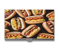 NHYDSPQ Porta biglietti da visita/custodia, divertente scatola di carta di stampa di hot dog, custodia per biglietti da visita in metallo, supporto per biglietti da visita in metallo per uomini e