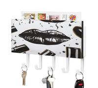 NHYDSPQ Portachiavi a parete,Cool Black Lipstick Labbra Stampa Key Hanger,Appendiabiti a parete,Portachiave da appendere alla parete Organizer per posta