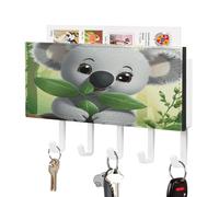 NHYDSPQ Portachiavi a parete,Portachiavi con stampa koala verde foglia,Appendiabiti a parete,Portachiave da appendere alla parete dell'organizzatore della posta