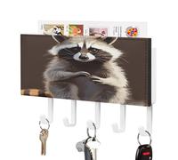 NHYDSPQ Portachiavi a parete,Simpatico Raccoon Stampa Portachiavi Appendiabiti,Portachiave a parete,Portachiave Appeso a parete Organizzatore di posta