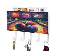 NHYDSPQ Portachiavi montato a parete,Palla da bowling stampa Key Hanger,Appendiabiti a parete,Portachiave appeso a parete organizzatore postale