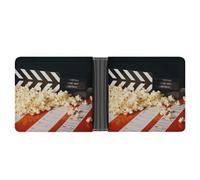 NHYDSPQ Portafogli, Cinema Clapboard e Popcorn Print Mens Portafogli, Portafoglio sottile da uomo, alla moda Portafogli bifold da uomo con più slot per schede, stile, taglia unica, moderno, stile