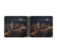 NHYDSPQ Portafogli, City Seattle Print Mens Portafogli, portafoglio sottile da uomo, alla moda portafogli bifold con più slot per schede, stile, taglia unica, moderno