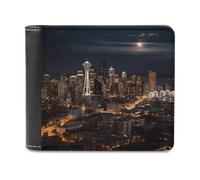 NHYDSPQ Portafogli, City Seattle Print Mens Portafogli, portafoglio sottile da uomo, alla moda portafogli bifold con più slot per schede, stile, taglia unica, moderno