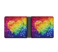 NHYDSPQ Portafogli, Portafogli da uomo con stampa arcobaleno e cuore colorato, portafoglio sottile da uomo, alla moda, con scomparti multipli per schede, stile, taglia unica, moderno