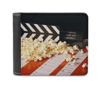NHYDSPQ Portafogli, portafogli da uomo con stampa cinema clapboard e popcorn, portafoglio sottile da uomo, alla moda portafogli bifold con più slot per schede, stile, taglia unica, moderno