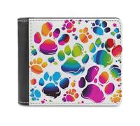 NHYDSPQ Portafogli, portafogli da uomo con stampa colorata di zampa di cane, portafoglio sottile da uomo, alla moda, con scomparti multipli per carte, stile, taglia unica, moderno
