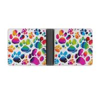 NHYDSPQ Portafogli, portafogli da uomo con stampa colorata di zampa di cane, portafoglio sottile da uomo, alla moda, con scomparti multipli per carte, stile, taglia unica, moderno