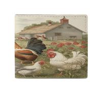 NHYDSPQ Portafogli, portafogli da uomo con stampa di polli e fattoria, portafoglio sottile da uomo, alla moda portafogli bifold con più slot per schede, stile, taglia unica, moderno