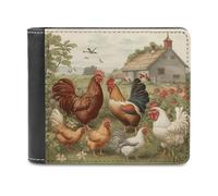 NHYDSPQ Portafogli, portafogli da uomo con stampa di polli e fattoria, portafoglio sottile da uomo, alla moda portafogli bifold con più slot per schede, stile, taglia unica, moderno