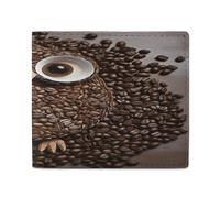 NHYDSPQ Portafogli, Portafogli da uomo con stampa gufo chicco di caffè, portafoglio sottile da uomo, alla moda portafogli bifold con più slot per schede, stile, taglia unica, moderno